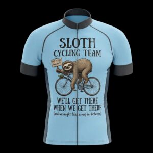 Sloth Cycling Team We'll Get There When We Get There Cycling Jersey, Cycling Bicycle Shirt, Bib Short - Men's Short Sleeve Jersey - S