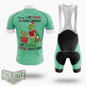Sorry, I Am Cranky Grinch Chrismas Cycling Jersey Kit - Short Sleeve Cycling Jersey Kit-White