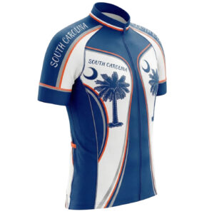 South Carolina Coconut Tree Bike Jersey, South Carolina Symbol Men's Bike Jersey Full Kit - Short Sleeve Cycling Jersey-White