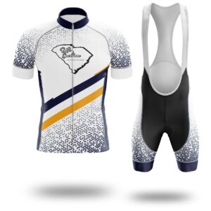 South Carolina Cycling Jersey, South Carolina Map Cycling Jersey - Short Sleeve Cycling Jersey Kit-White