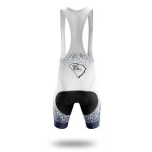South Carolina Cycling Jersey, South Carolina Map Cycling Jersey - Bib Shorts-White