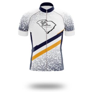 South Carolina Cycling Jersey, South Carolina Map Cycling Jersey - Short Sleeve Cycling Jersey-White
