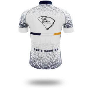 South Carolina Cycling Jersey, South Carolina Map Cycling Jersey - Short Sleeve Cycling Jersey-White