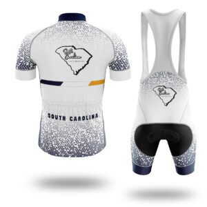 South Carolina Cycling Jersey, South Carolina Map Cycling Jersey - Short Sleeve Cycling Jersey Kit-White