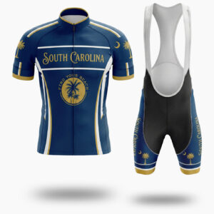 South Carolina Find Your Beach Men's Short Sleeve Cycling Jersey & Bib Short - Short Sleeve Cycling Jersey Kit-White