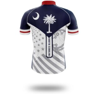 South Carolina Flag Cycling Kit, Cycling Custom Your Name Jersey and Bib Short - Short Sleeve Cycling Jersey-White