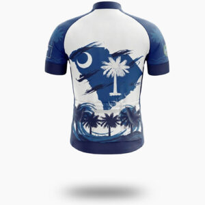 South Carolina Map and Flag Short Sleeve Cycling Jersey & Bib Short - Short Sleeve Cycling Jersey-White