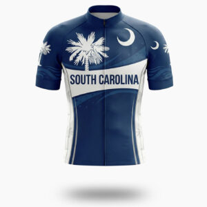 South Carolina Palmetto State Flag Blue Bike Men's Cycling Jersey - Short Sleeve Cycling Jersey-White