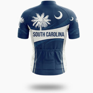 South Carolina Palmetto State Flag Blue Bike Men's Cycling Jersey - Short Sleeve Cycling Jersey-White