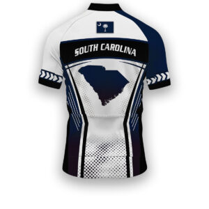 South Carolina States Cycling Jersey, Maps Haftone Vintage Pattern Men Women Jersey Full Kit - Short Sleeve Cycling Jersey-White