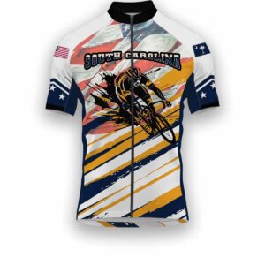 South Carolina States Cycling Jersey, USA Flag Men Women Jersey Full Kit - Short Sleeve Cycling Jersey-White