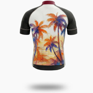South Carolina Sunset Coconut Tree Men' Short Sleeve Cycling Jersey - Short Sleeve Cycling Jersey-White