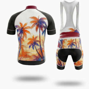 South Carolina Sunset Coconut Tree Men' Short Sleeve Cycling Jersey - Short Sleeve Cycling Jersey Kit-White