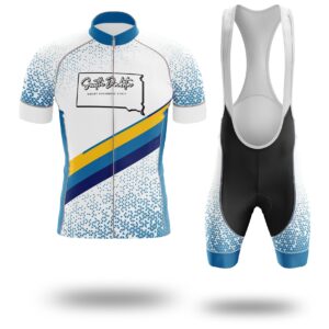 South Dakota Cycling Jersey, South Dakota Map Cycling Jersey - Short Sleeve Cycling Jersey Kit-White