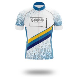South Dakota Cycling Jersey, South Dakota Map Cycling Jersey - Short Sleeve Cycling Jersey-White