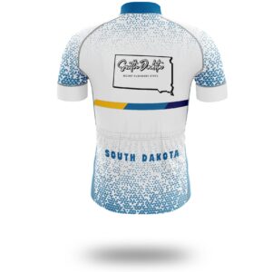 South Dakota Cycling Jersey, South Dakota Map Cycling Jersey - Short Sleeve Cycling Jersey-White
