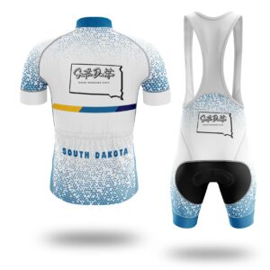 South Dakota Cycling Jersey, South Dakota Map Cycling Jersey - Short Sleeve Cycling Jersey Kit-White