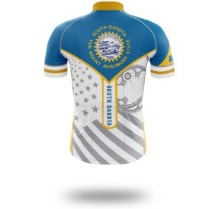 South Dakota Flag Cycling Kit, Cycling Custom Your Name Jersey and Bib Short - Short Sleeve Cycling Jersey-White