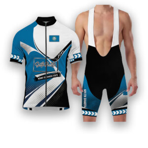 South Dakota States Cycling Jersey, Maps Haftone Vintage Pattern Men Women Jersey Full Kit - Short Sleeve Cycling Jersey Kit-White