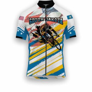 South Dakota States Cycling Jersey, USA Flag Men Women Jersey Full Kit - Short Sleeve Cycling Jersey-White