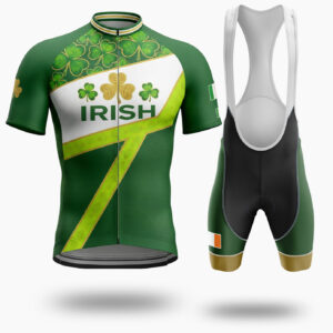 St Patrick Day, Irish Cycling Jersey For Men, Green Cycling Jersey - Short Sleeve Cycling Jersey Kit-White
