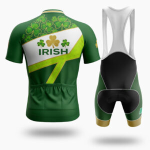 St Patrick Day, Irish Cycling Jersey For Men, Green Cycling Jersey - Short Sleeve Cycling Jersey Kit-White