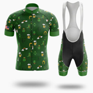 St. Patrick Day Irish Element Cycling Short Sleeve Jersey Set - Short Sleeve Cycling Jersey Kit-White