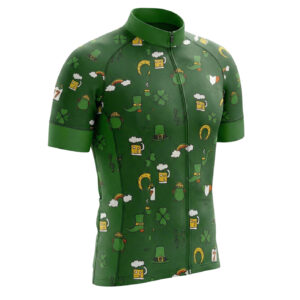 St. Patrick Day Irish Element Cycling Short Sleeve Jersey Set - Short Sleeve Cycling Jersey-White