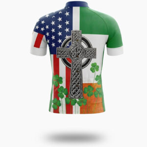 St. Patrick Day Irish Leaf Cycling Short Sleeve Jersey & Short - Short Sleeve Cycling Jersey-White