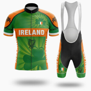 St Patrick Holiday, Ireland Irish Cycling Jersey, Ireland Cycling Jersey Kit - Short Sleeve Cycling Jersey Kit-White