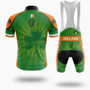 St Patrick Holiday, Ireland Irish Cycling Jersey, Ireland Cycling Jersey Kit - Short Sleeve Cycling Jersey Kit-White