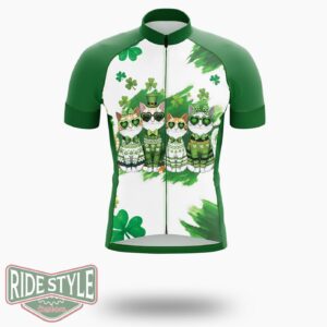 St. Patrick's Day Cats Cycling Jersey Outfit - Short Sleeve Cycling Jersey-White