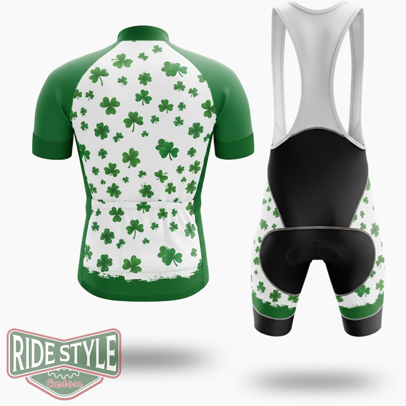 St. Patrick's Day Cats Cycling Jersey Outfit - Short Sleeve Cycling Jersey Kit-White