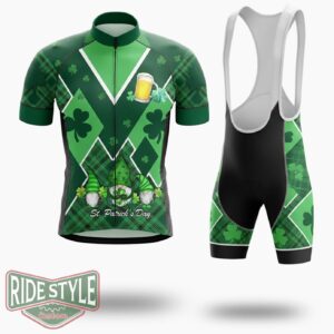 St. Patrick S Day Ireland Gnome Cycling Jersey Outfit - Short Sleeve Cycling Jersey Kit-White