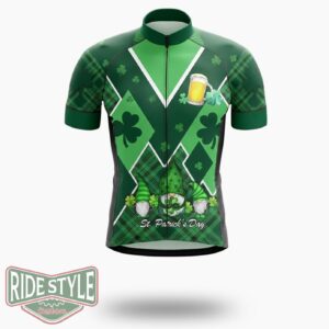 St. Patrick S Day Ireland Gnome Cycling Jersey Outfit - Short Sleeve Cycling Jersey-White