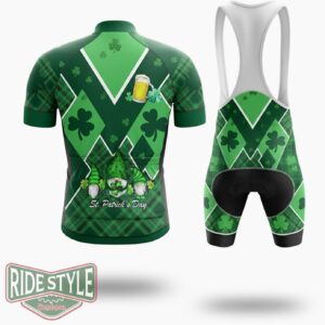 St. Patrick S Day Ireland Gnome Cycling Jersey Outfit - Short Sleeve Cycling Jersey Kit-White