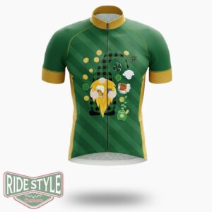 St. Patrick's Day Shamrock Irish Cycling Jersey Outfit - Short Sleeve Cycling Jersey-White
