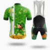 St. Patrick Shamrock Gold Coin Short Sleeve Green Cycling Jersey - Short Sleeve Cycling Jersey Kit-White
