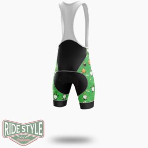 St Patricks Day Lucky Shamrock Leopard Gnomes Irish Cycling Jersey Outfit - Bib Shorts-White