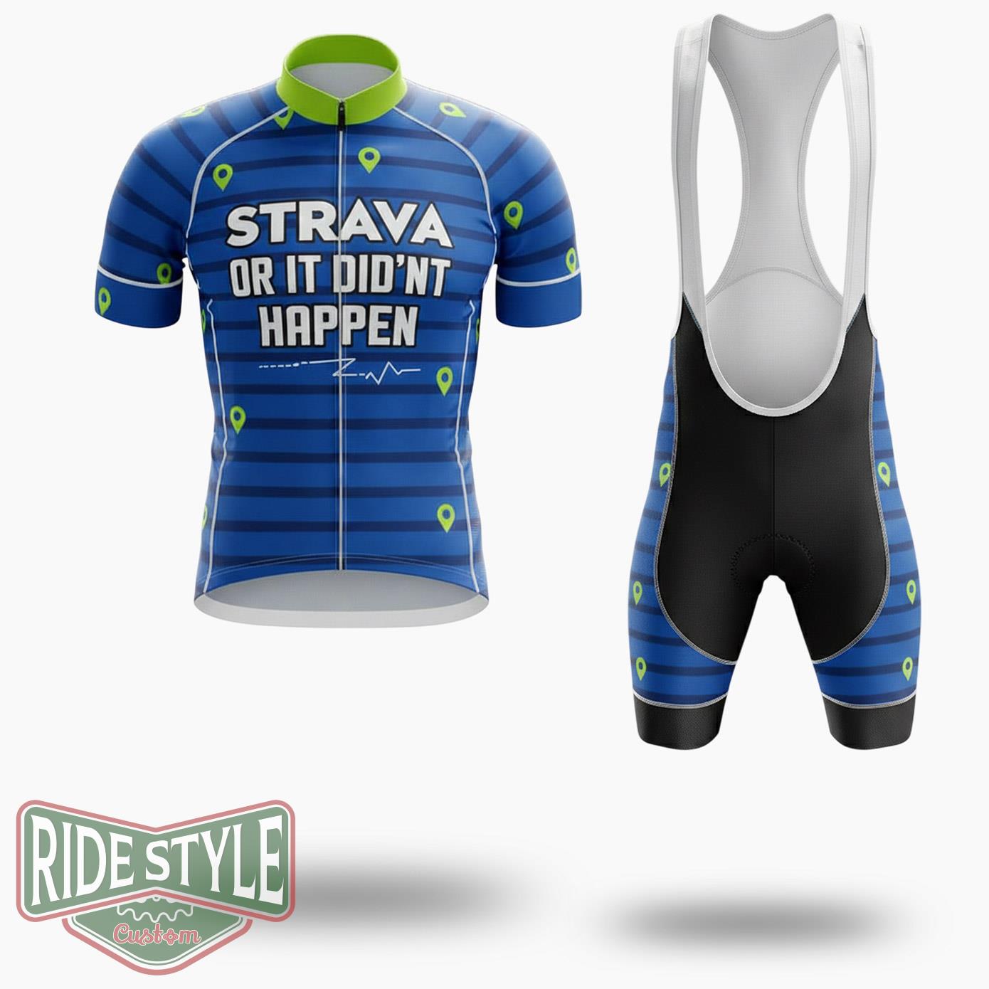 Strava Or It Didn't Happen Cycling Jersey Kit - Short Sleeve Cycling Jersey Kit-White