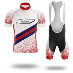 Tennessee Cycling Jersey, Tennessee Map Cycling Jersey - Short Sleeve Cycling Jersey Kit-White