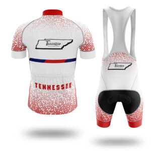 Tennessee Cycling Jersey, Tennessee Map Cycling Jersey - Short Sleeve Cycling Jersey Kit-White