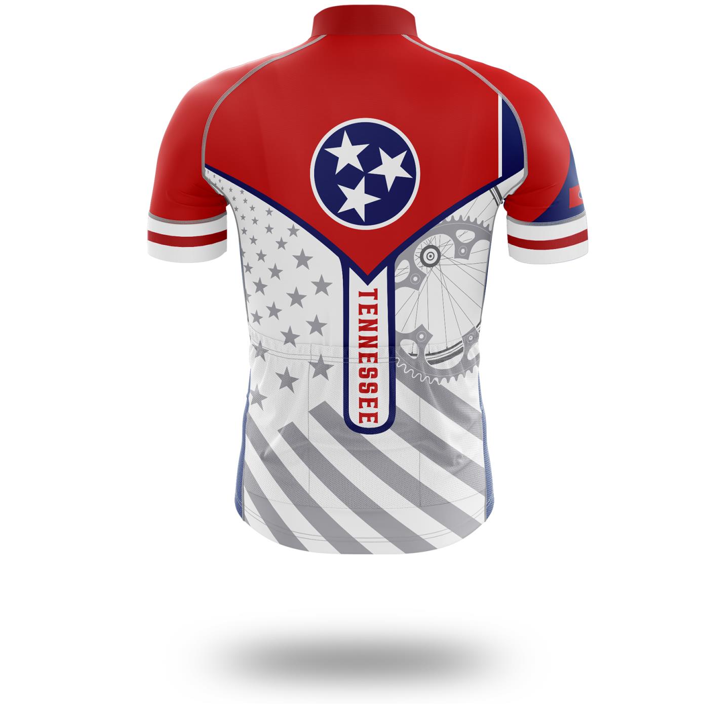 Tennessee Flag Cycling Kit, Cycling Custom Your Name Jersey and Bib Short - Short Sleeve Cycling Jersey-White