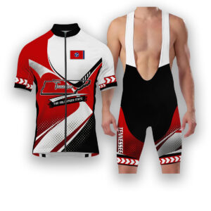 Tennessee States Cycling Jersey, Maps Haftone Vintage Pattern Men Women Jersey Full Kit - Short Sleeve Cycling Jersey Kit-White