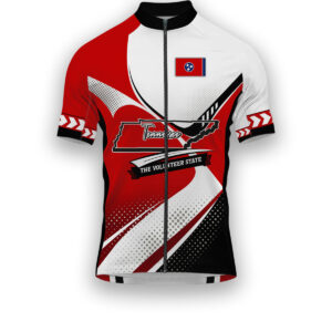 Tennessee States Cycling Jersey, Maps Haftone Vintage Pattern Men Women Jersey Full Kit - Short Sleeve Cycling Jersey-White