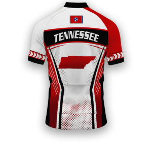 Tennessee States Cycling Jersey, Maps Haftone Vintage Pattern Men Women Jersey Full Kit - Short Sleeve Cycling Jersey-White