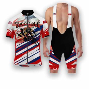 Tennessee States Cycling Jersey, USA Flag Men Women Jersey Full Kit - Short Sleeve Cycling Jersey Kit-White