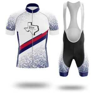 Texas Cycling Jersey, Texas Map Cycling Jersey - Short Sleeve Cycling Jersey Kit-White