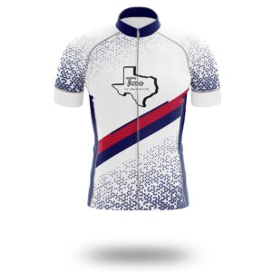 Texas Cycling Jersey, Texas Map Cycling Jersey - Short Sleeve Cycling Jersey-White
