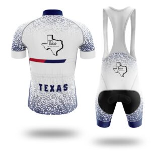 Texas Cycling Jersey, Texas Map Cycling Jersey - Short Sleeve Cycling Jersey Kit-White